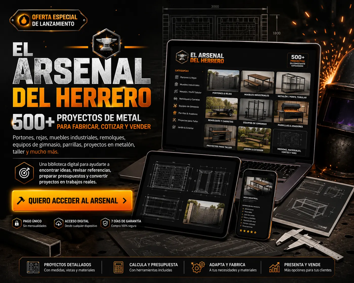 El Arsenal del Herrero — biblioteca digital de proyectos de herrería en computadora, tablet y celular